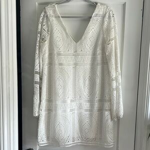 Lulu's White Lace Long Sleeve Dress